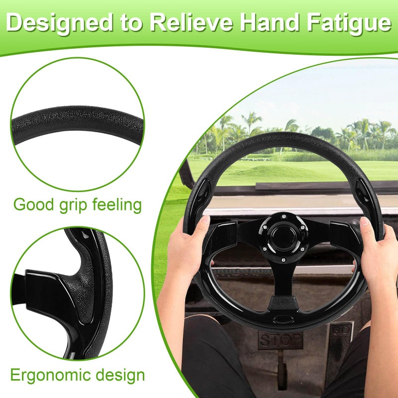 LEAPGOMAX EZGO Steering Wheel Golf Cart for EZGO Club Car Yamaha Universal Golf Cart Steering Wheel Club Car(Black) - Image 4